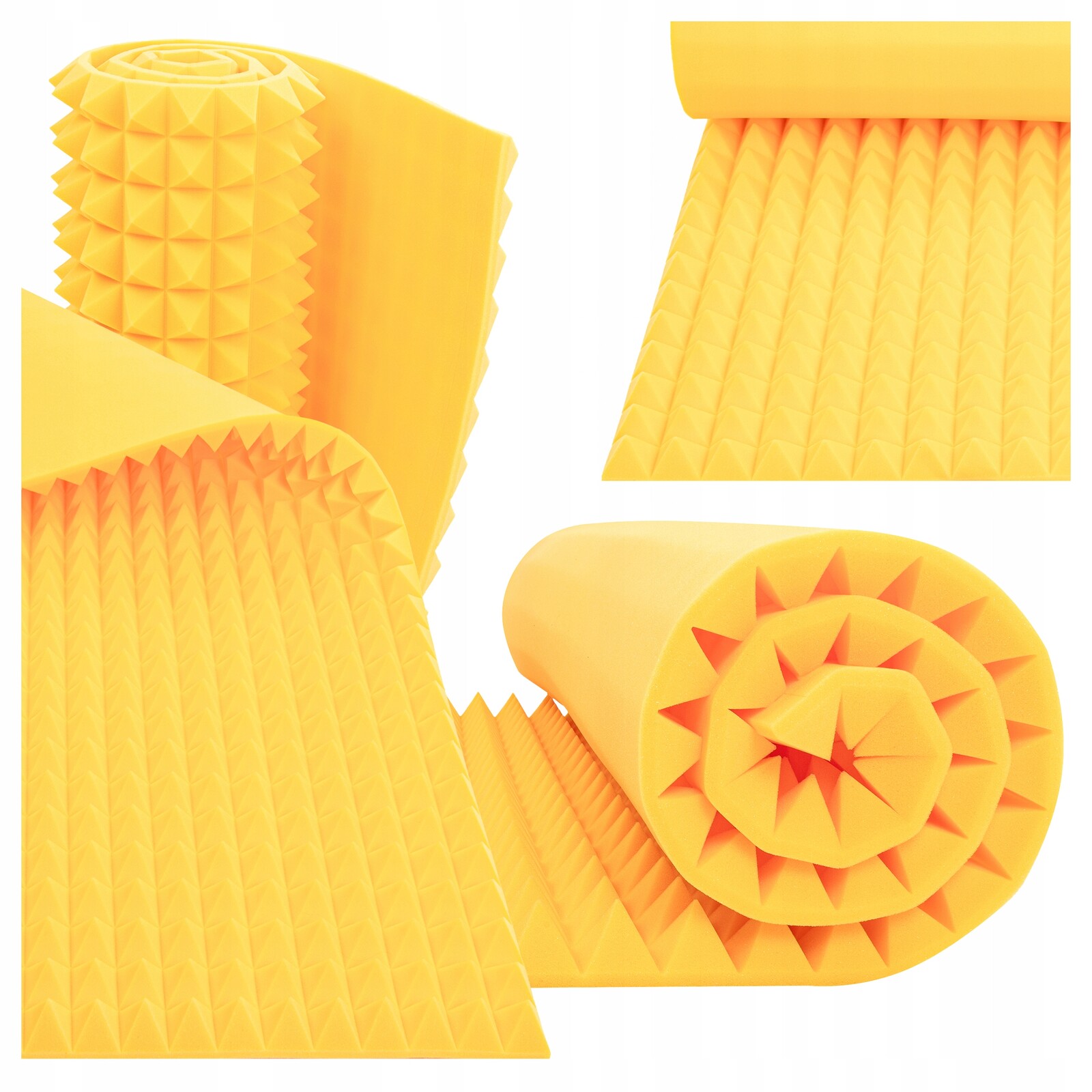 Akustická pěna 200 x 100 cm, žlutá pyramida bez dekorativního lepidla s atestem