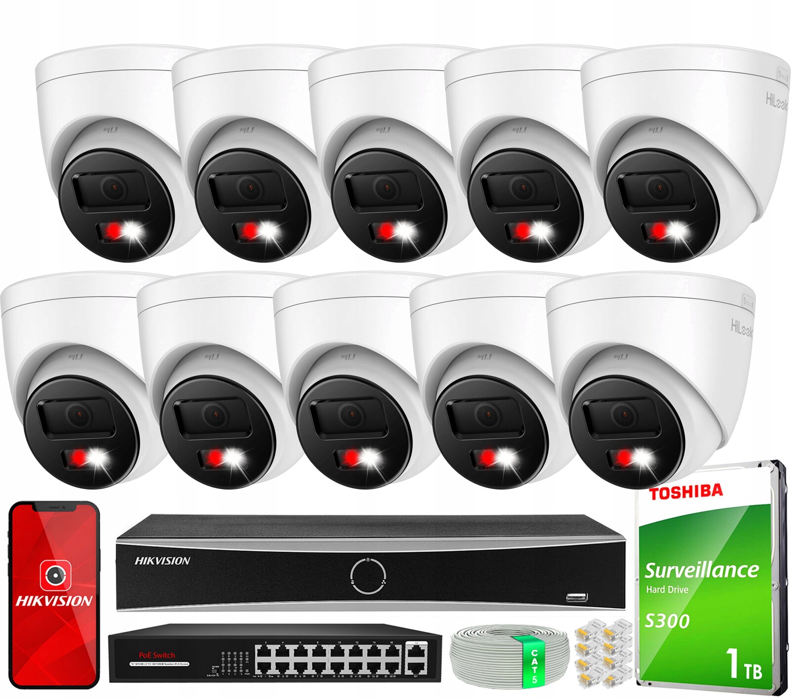 Monitorovací sada 10x IPC-T280HA-LUF/SL 8MPx Rekordér DS-7616NXI-K2 1TB