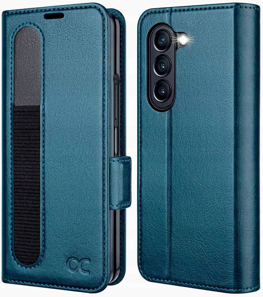 Ocase pouzdro pro Samsung Galaxy Z Fold 5 Rfid peněženka páv modrá