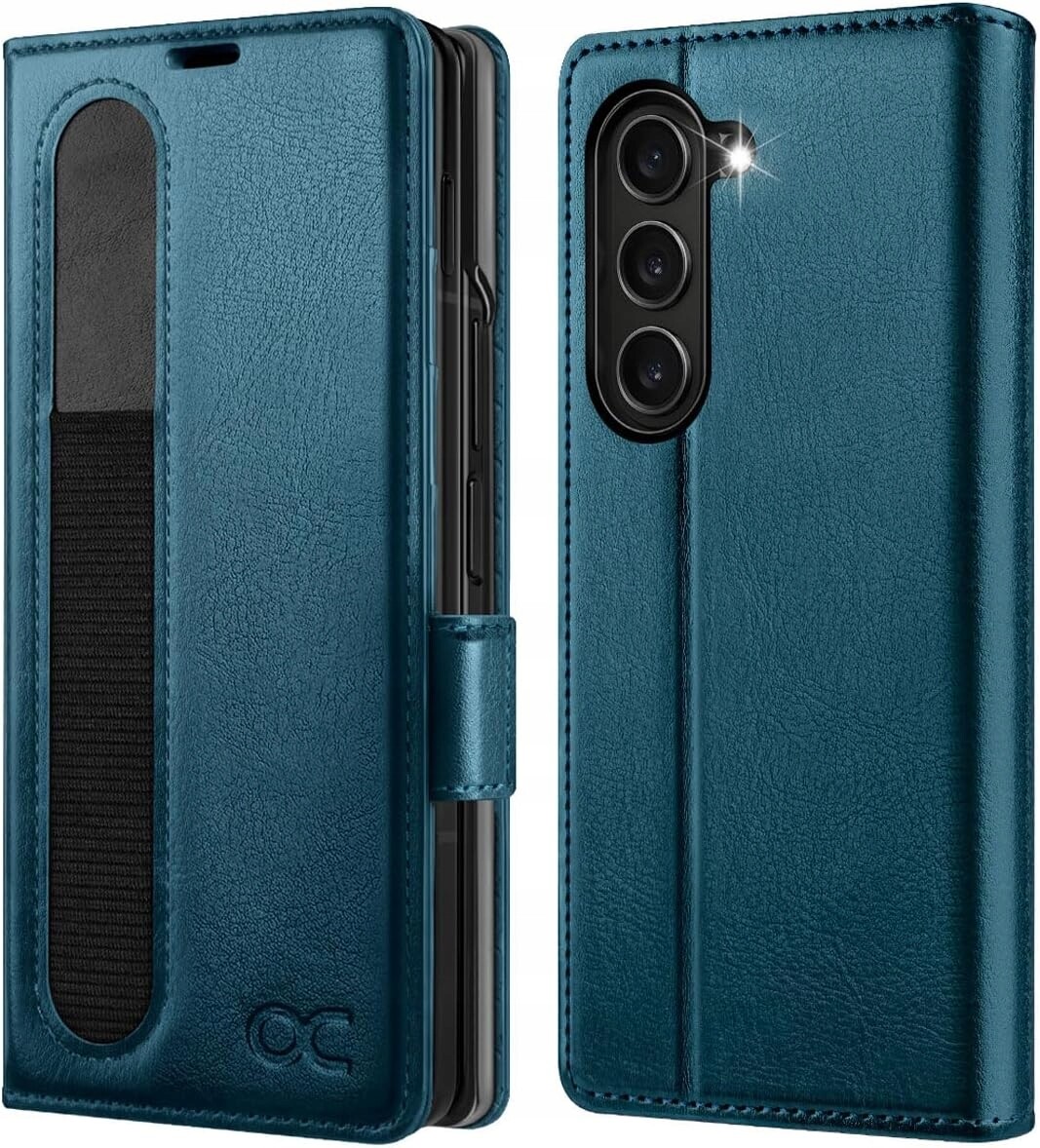 Ocase pouzdro pro Samsung Galaxy Z Fold 6 peněženka páv modrá sklo