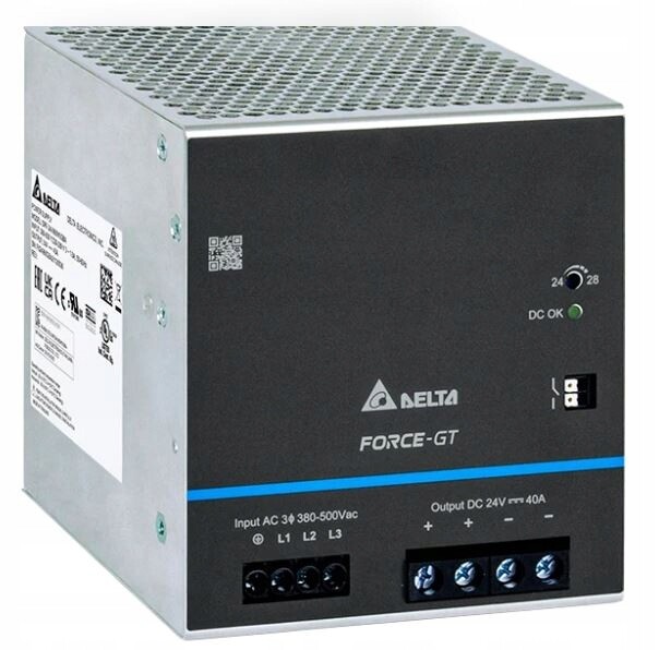 Impulsní napájecí zdroj na Din lištu Delta 960W 24V/40A, Force-gt