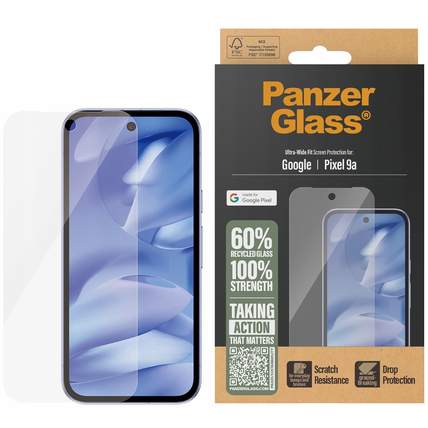 Sklo PanzerGlass pro Google Pixel 9a, sklíčko na displej
