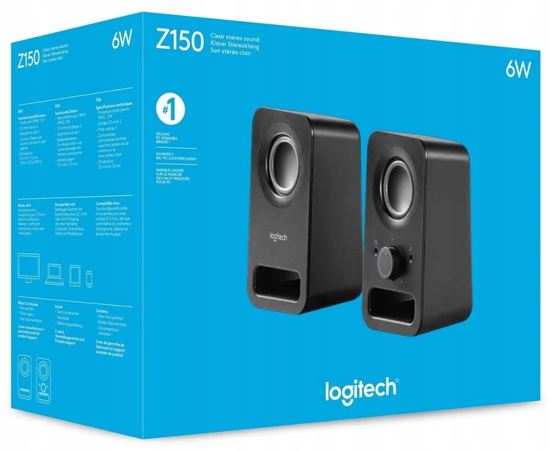 Reproduktory Logitech Z150 Stereo 2.0 3W 6W Černé Kabelové Skvělý Zvuk