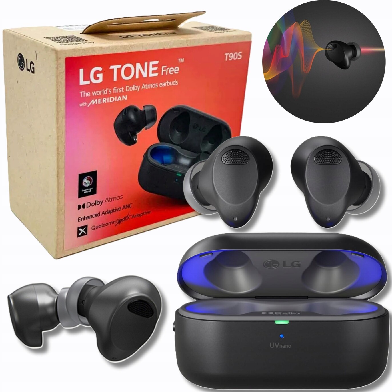 Bezdrátová sluchátka s mikrofonem Lg Tone Free T90S Uv