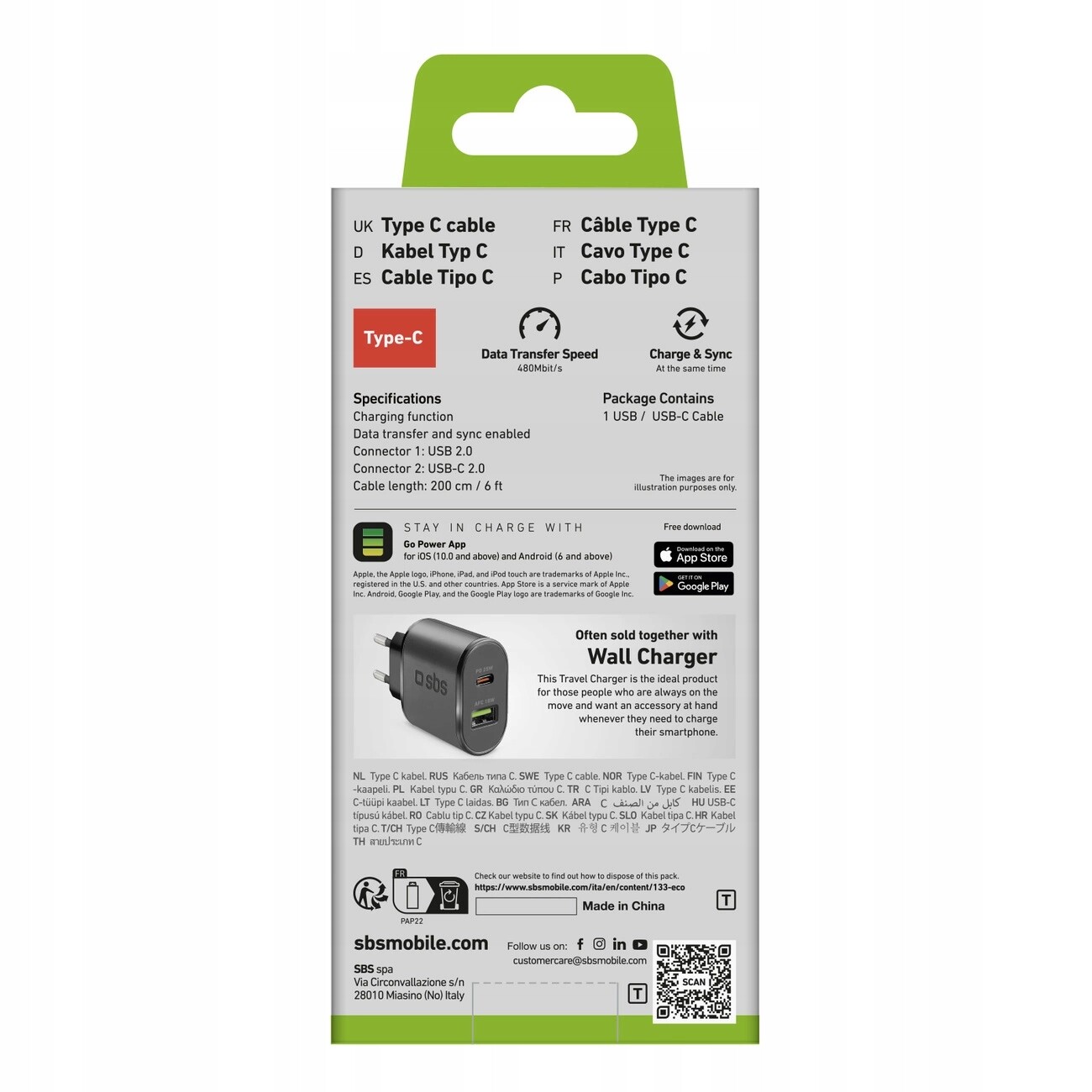 Kabel Usb-a na Usb-c 2 m černý rychlé nabíjení a přenos dat