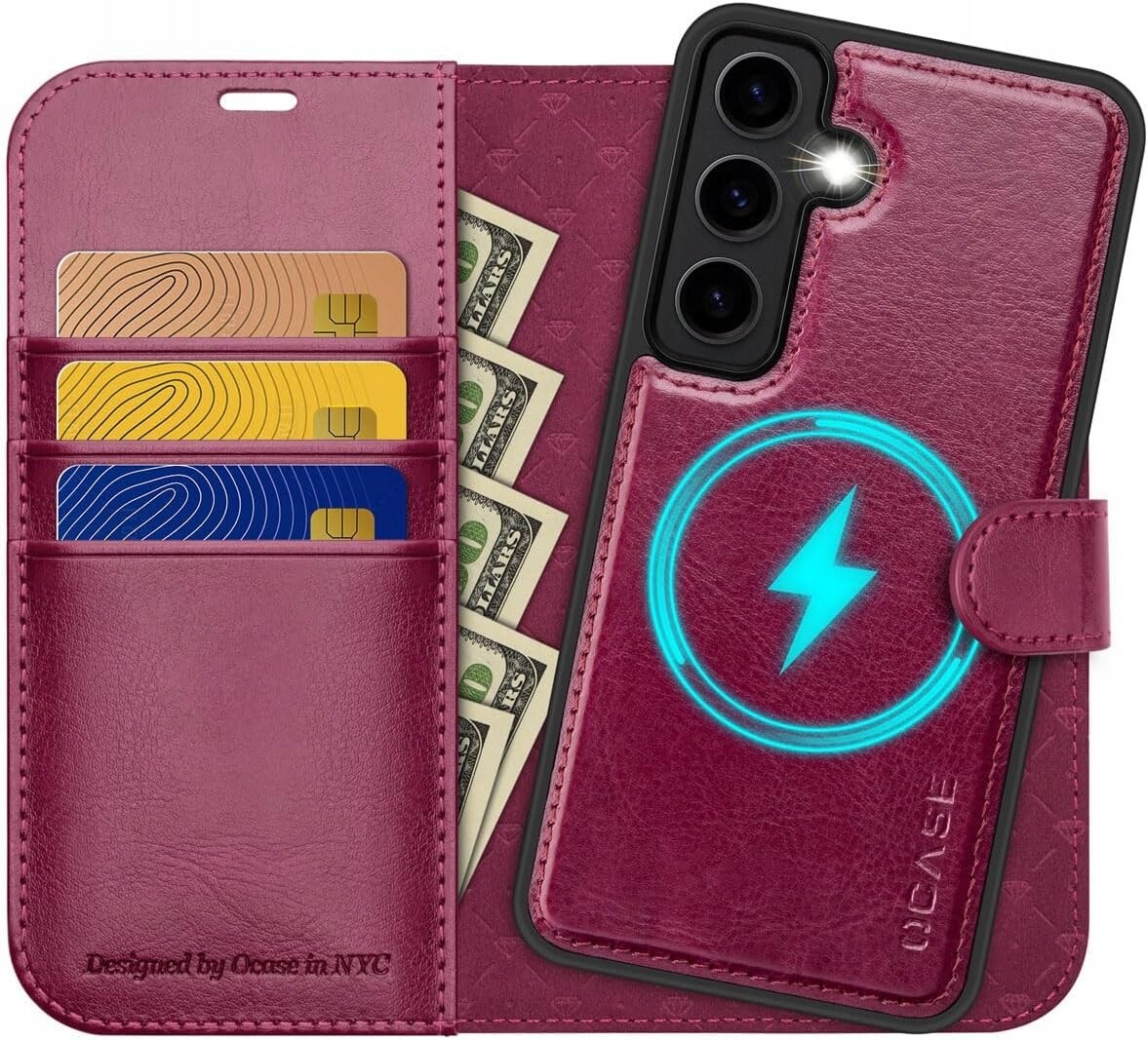 Ocase pouzdro s klopou pro Samsung Galaxy S24 Rfid 2v1, pouzdro vínové