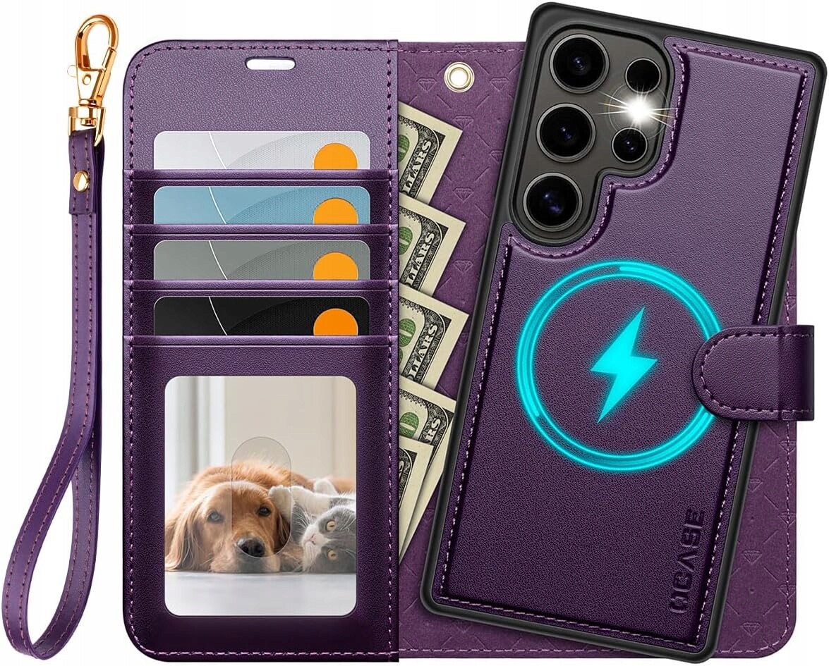 Ocase pouzdro pro Samsung Galaxy S25 Ultra 2v1 tmavě fialová pásek