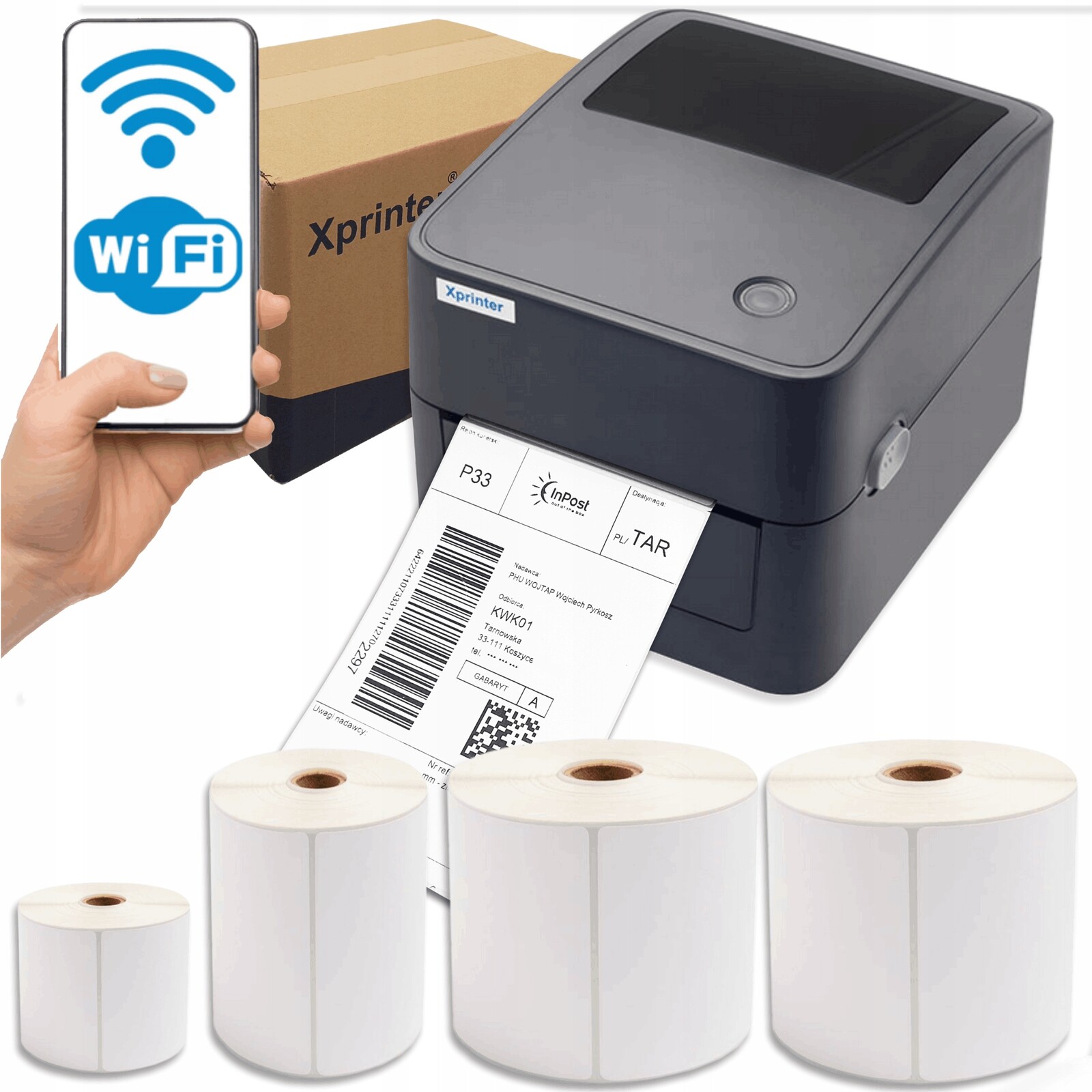 Kurýrní tiskárna Sada Etiket WiFi InPost Dhl Gls Ups Pocztex