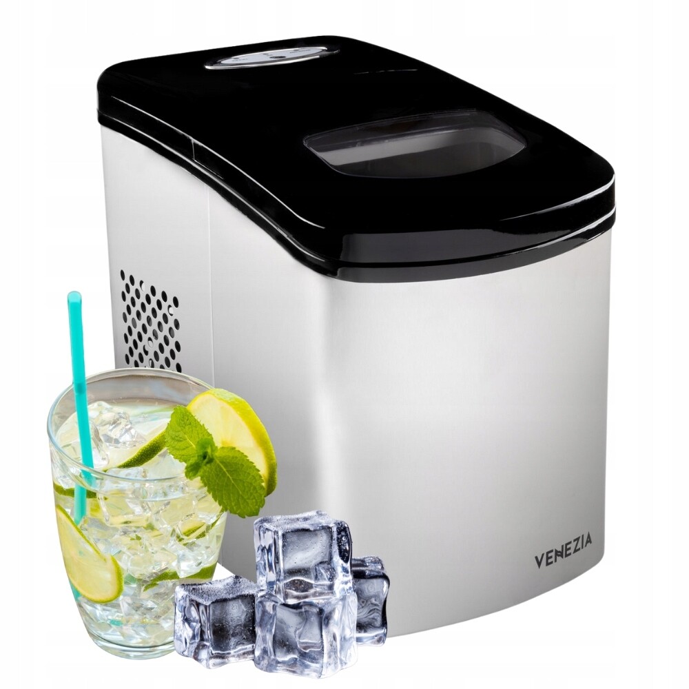 Výrobník ledu Venezia IM18 stříbrný domácí stroj na kostky 10 kg