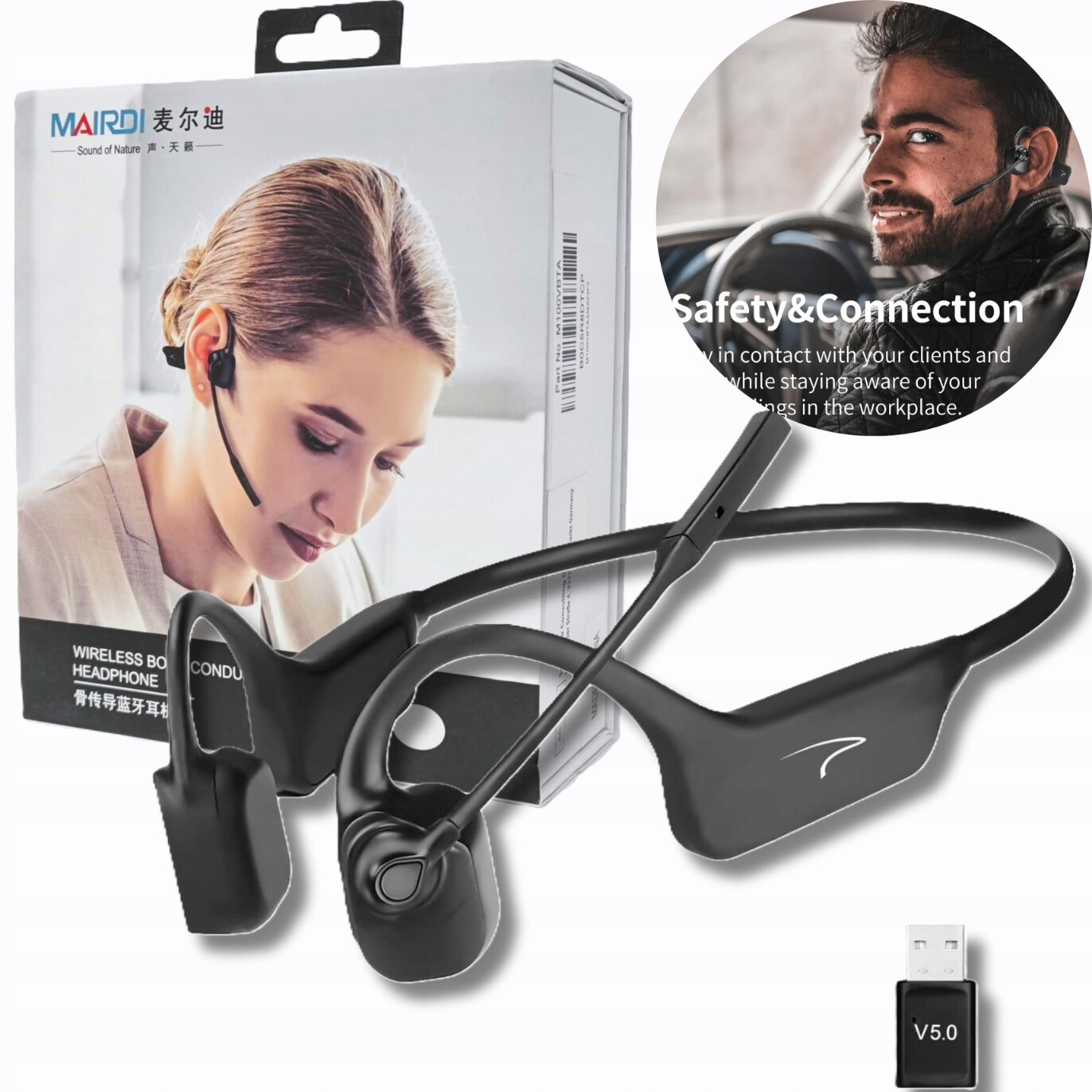 Bezdrátová sportovní sluchátka Mairdi M100V Redukce šumu Ai