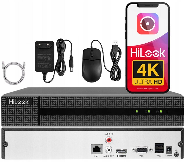 8kanálový Ip rekordér HiLook od Hikvision NVR-8CH-5MP do 8MPx H.265