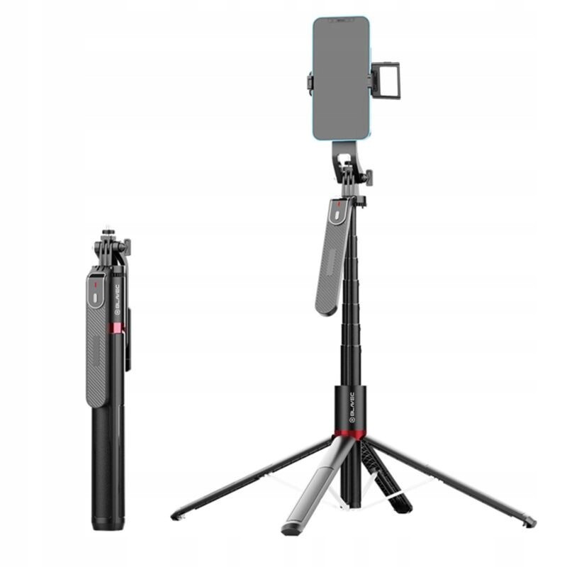 Držák Selfie Stick Tripod s lampou a dálkovým ovládáním pro telefon vysoký 2,2m ča