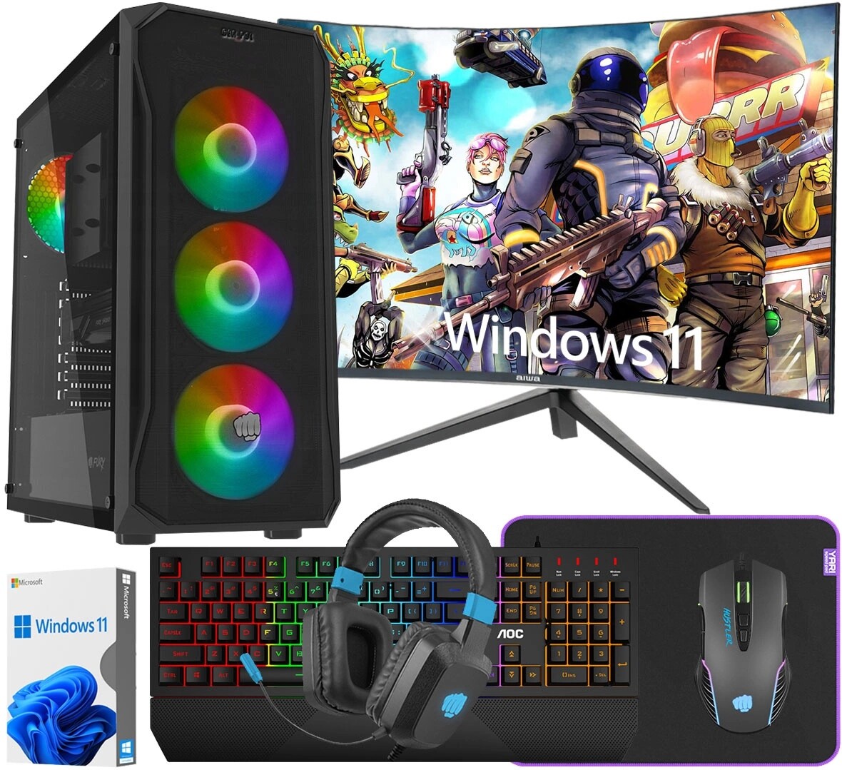 Počítač Pro Komunii Ryzen 5 Rx 6600 32GB DDR4 Ssd 1TB Win 11 Monitor 27