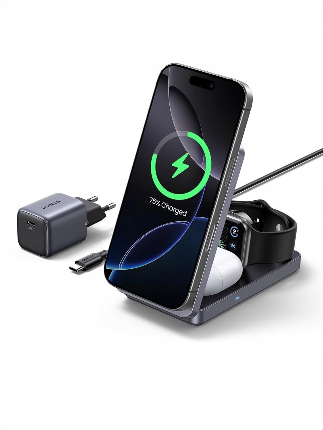 Ugreen MagFlow Qi2 Nabíječka 15W pro iPhone MagSafe Skládací bezdrátová