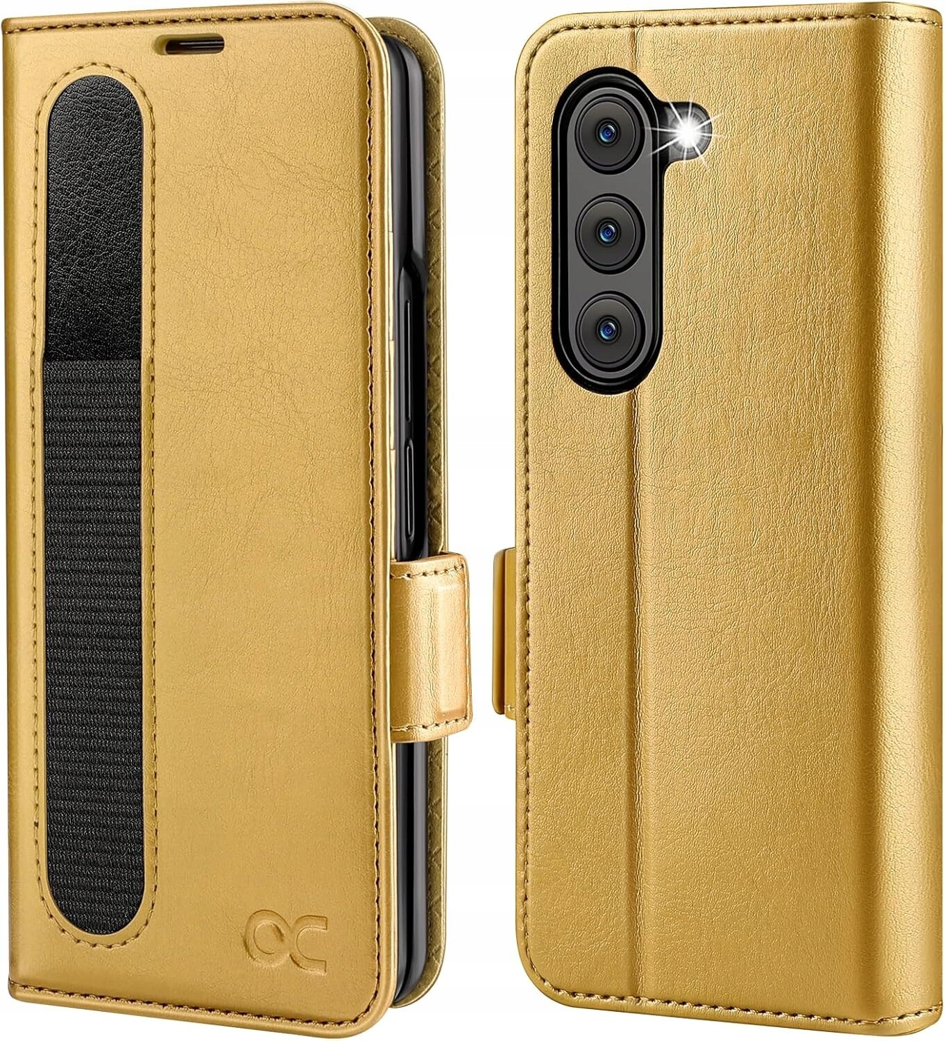 Ocase pouzdro pro Samsung Galaxy Z Fold 5 Držák na kartu peněženka zlatá