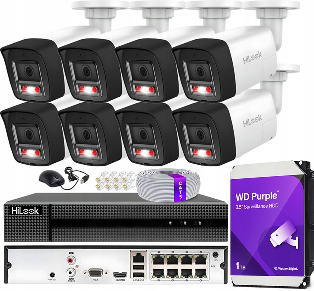 Sada monitorování 4K 8 venkovních kamer 8Mpx HiLook Hikvision Live Guard