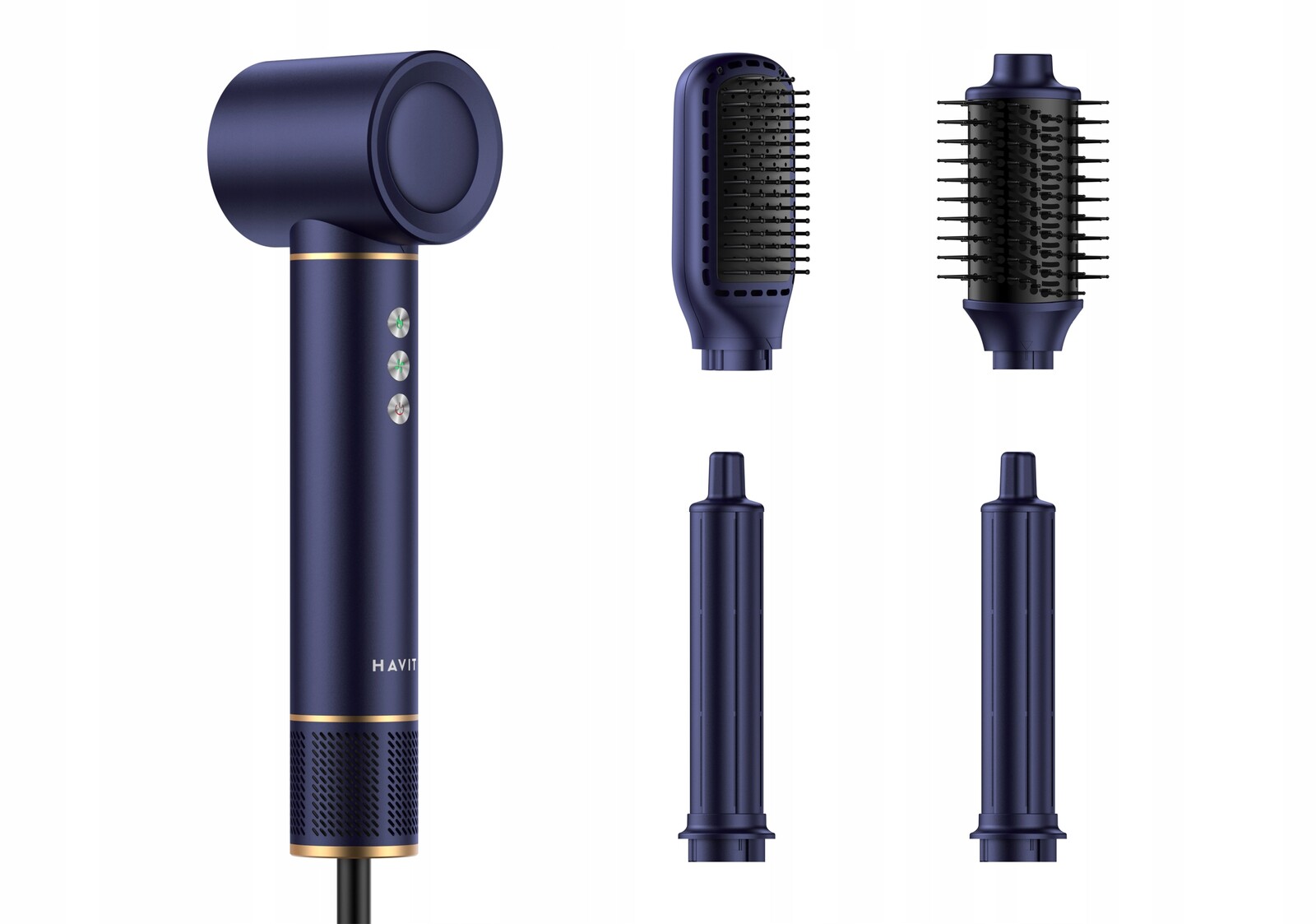 Vysoušeč vlasů Havit HD634-EU modrý 4 nástavce Velký Výkon Lehký