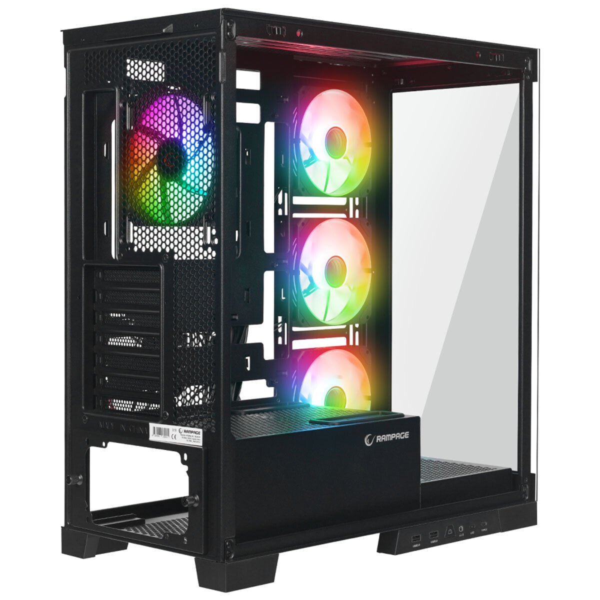 Rampage Hydra V2 Pc skříň akvária 4x ventilátor Argb černá