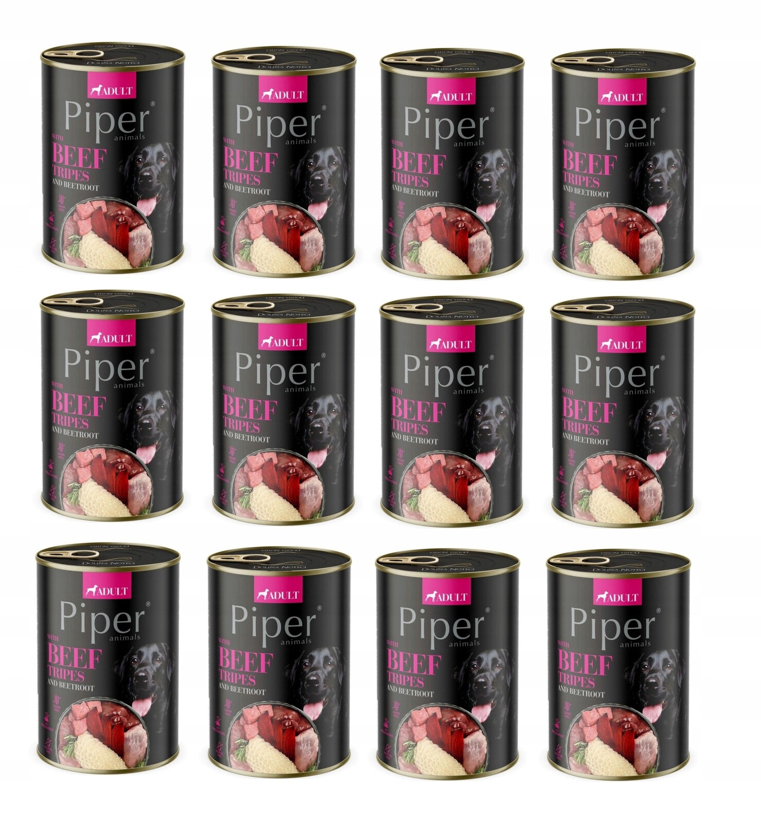 Dolina Noteci Piper Vlhké krmivo s hovězími žaludky a červenou řepou 12x400 g