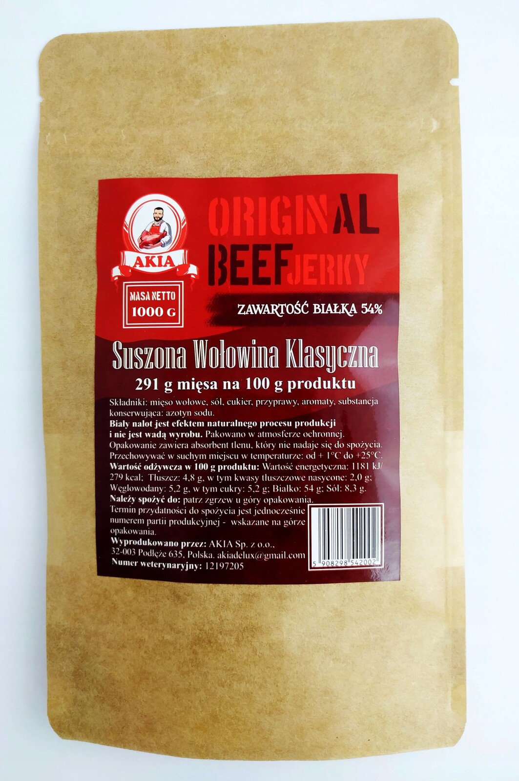 Sušené hovězí maso Beef Jerky Original Paka 1000 g