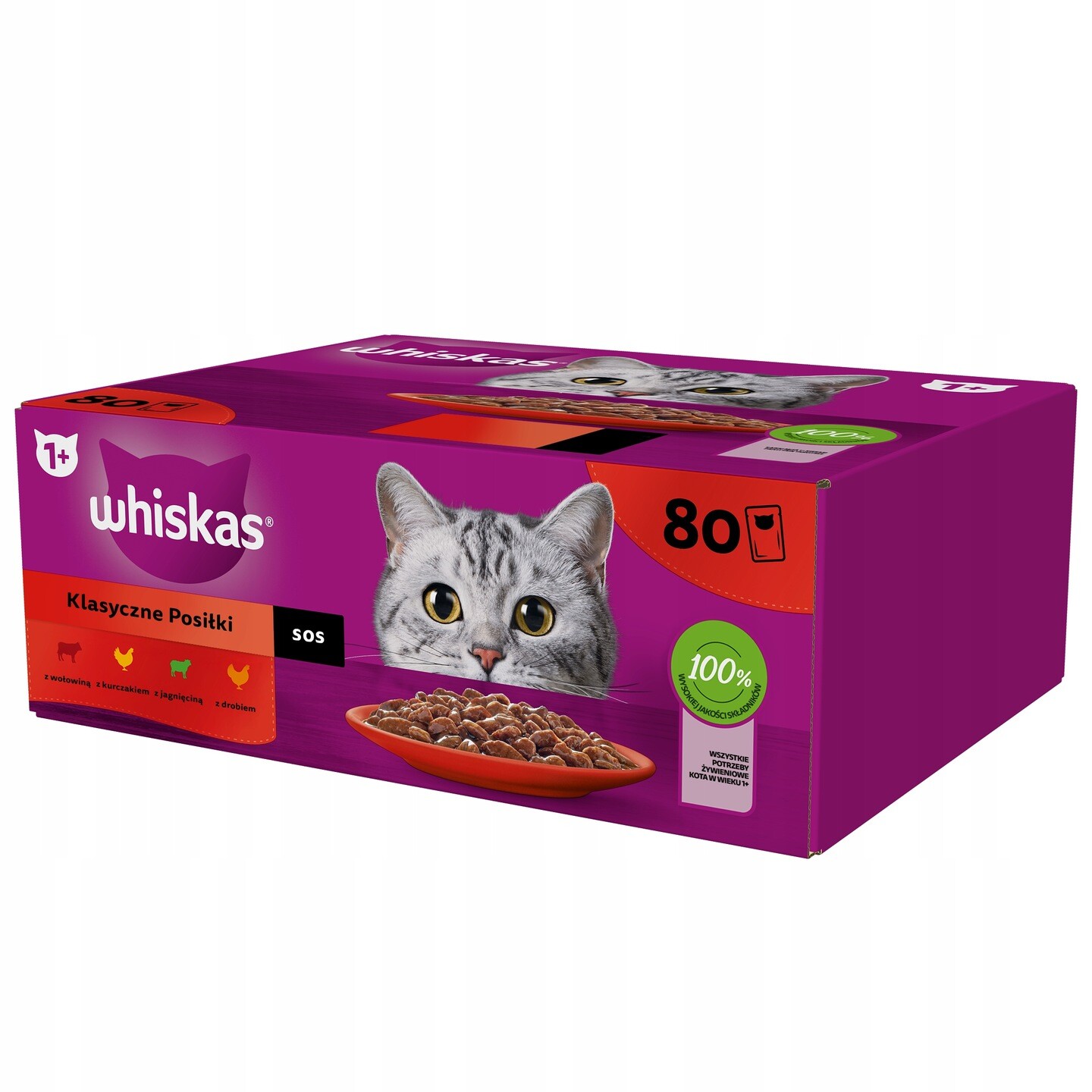 Whiskas Mokré Krmivo Pro Kočky Hovězí Kuřecí Jehněčí Drůbež Sos 80 x 85 g