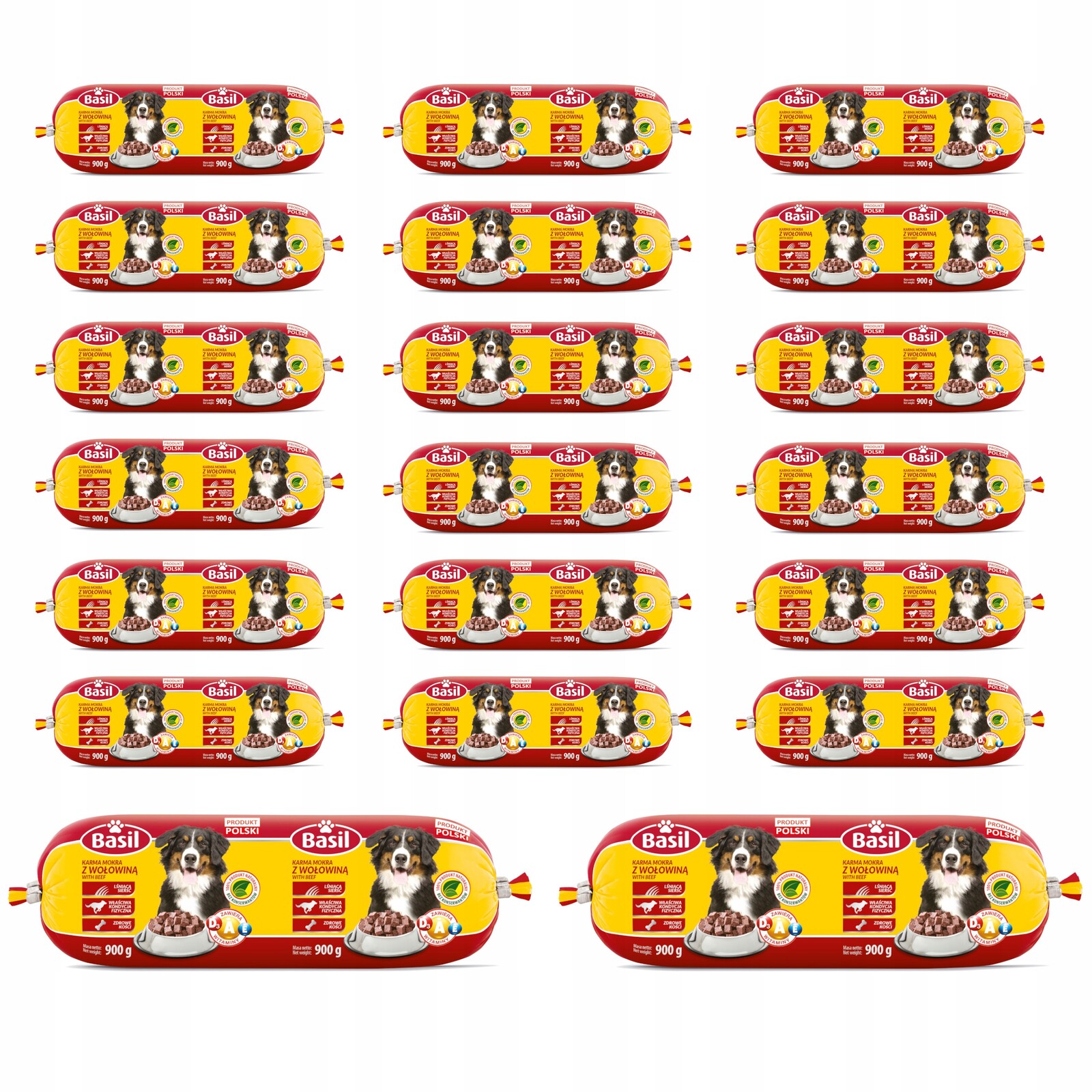 20 x Krmivo pro psy Tyčinka Basil s hovězím masem 900 g