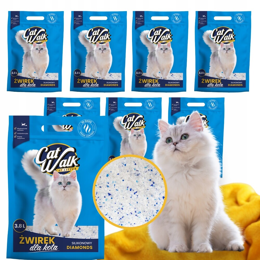 Silikonové stelivo pro kočky CatWalk Diamonds 30,4L sada 8 ks
