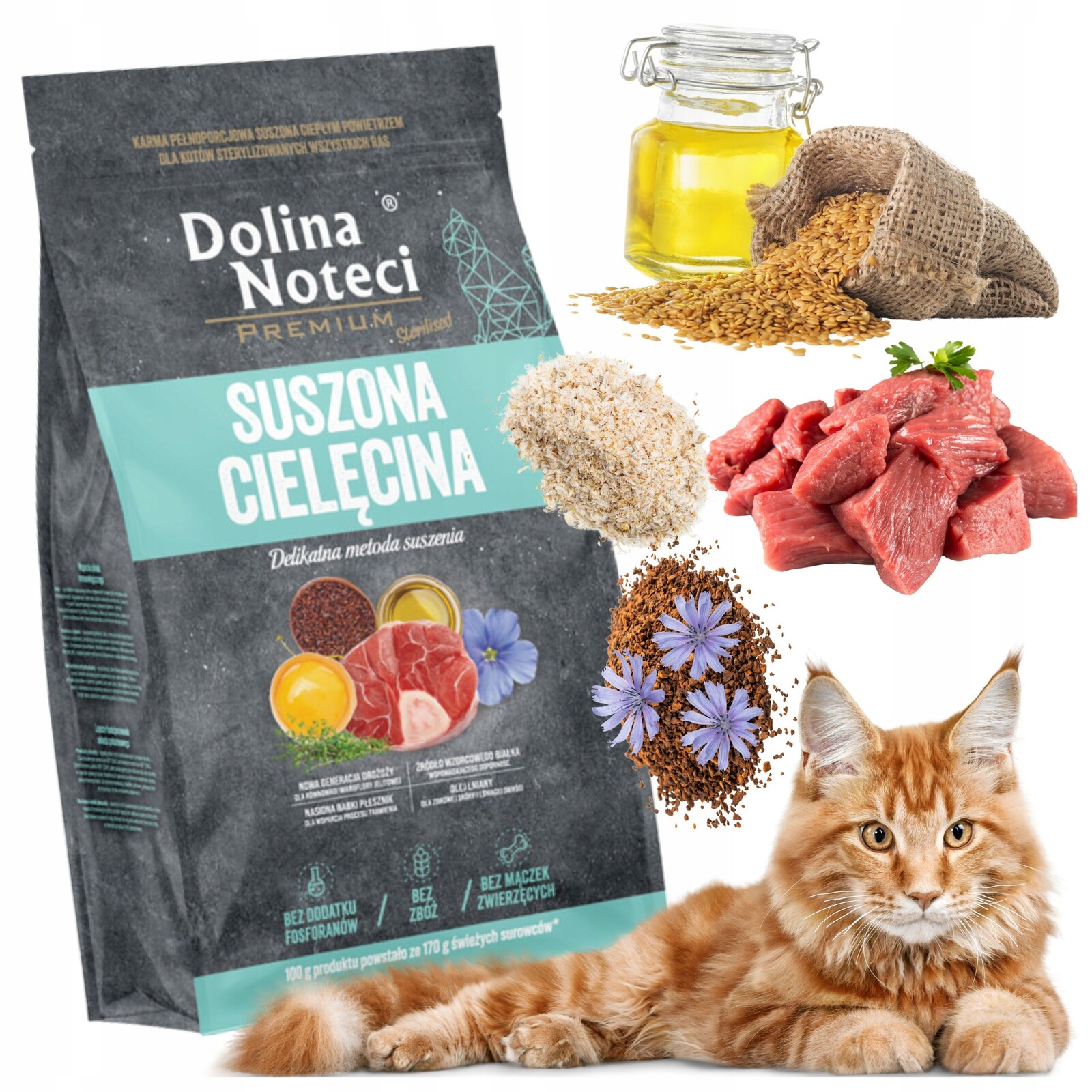 Dolina Noteci krmivo pro sterilizované kočky Sušené Telecí Premium 2KG