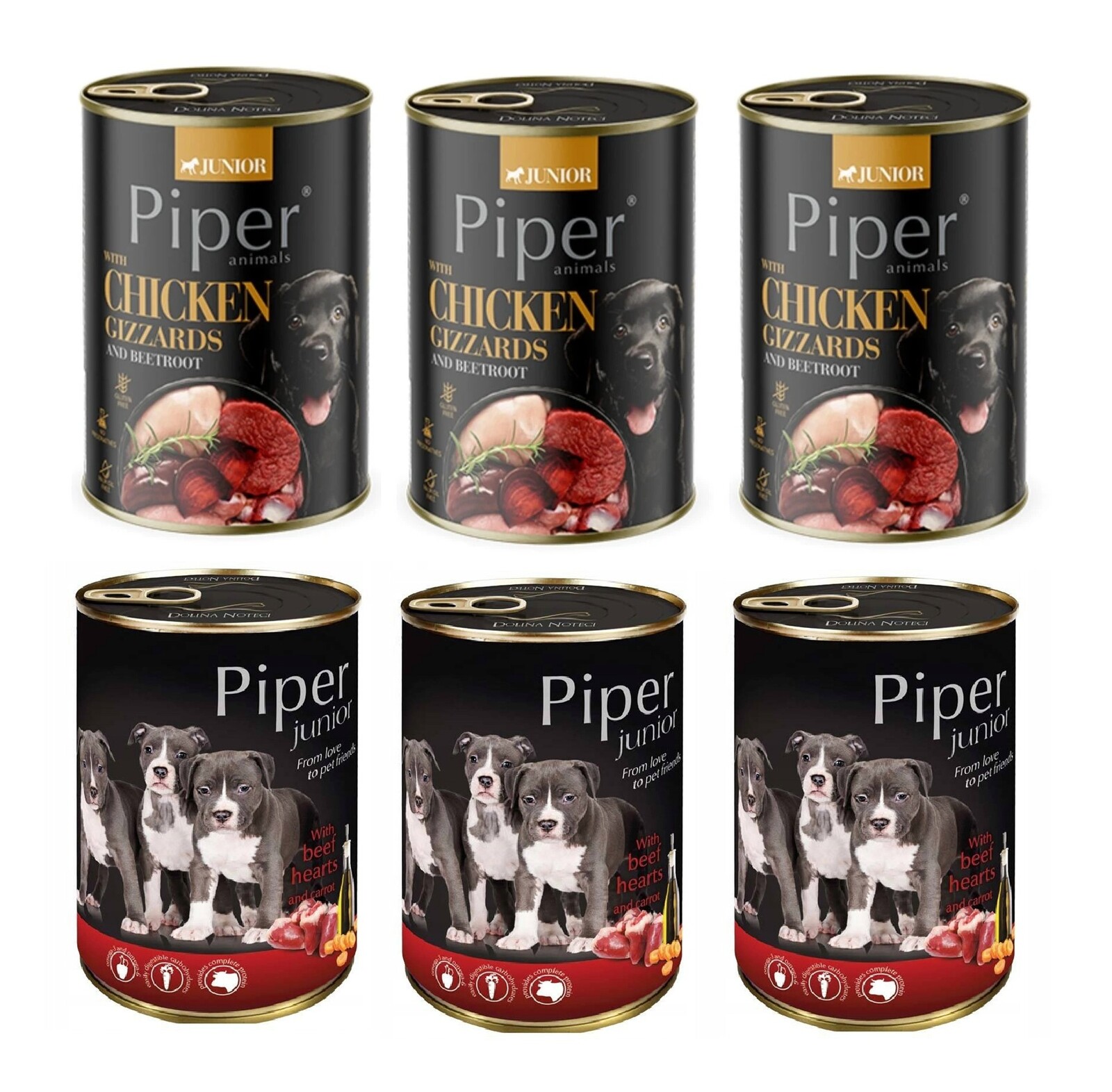 Piper Junior Vlhké krmivo s křepelkou a brusinkami pro psy Paket 24 x 400 g