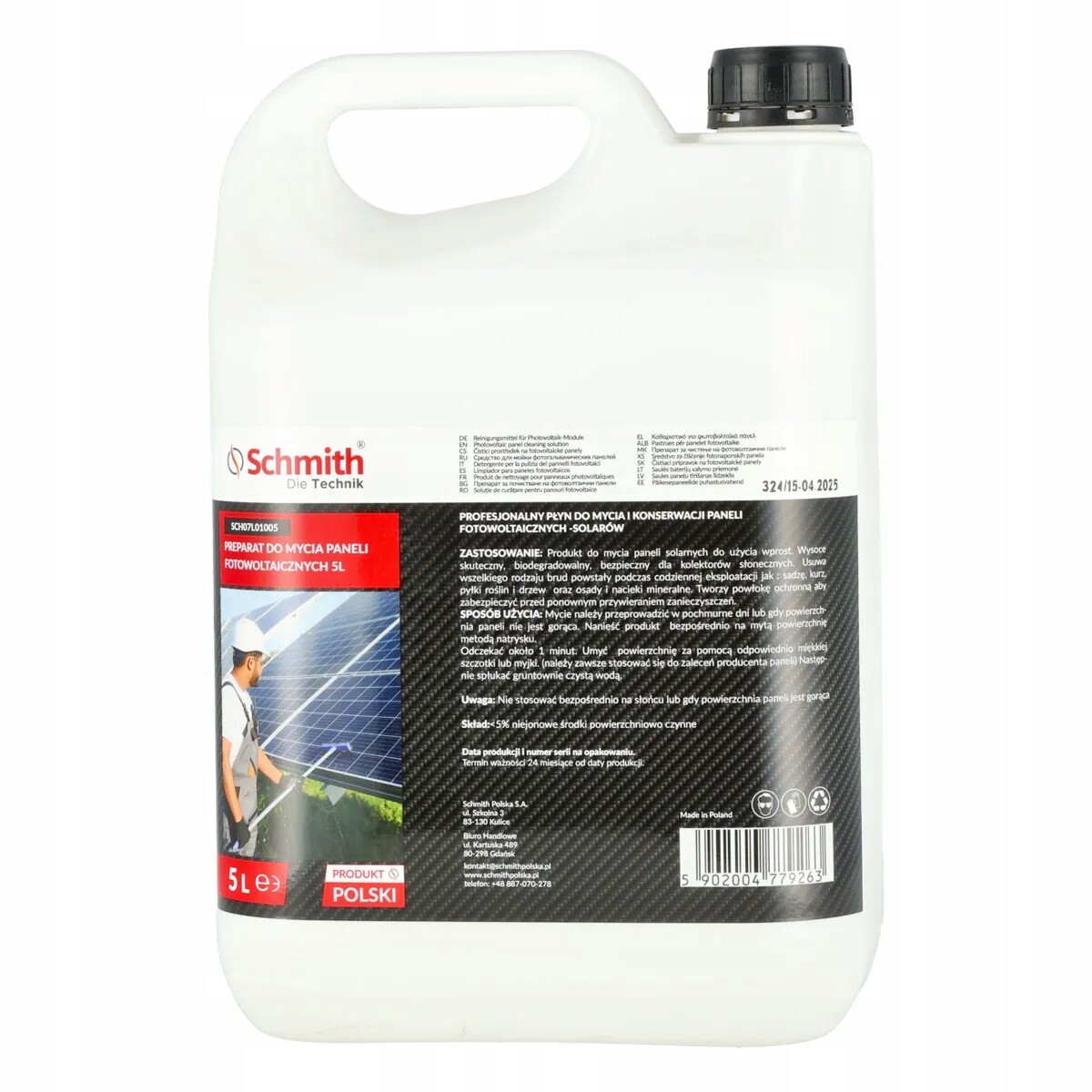 Přípravek na mytí solárních fotovoltaických panelů 5L Schmith