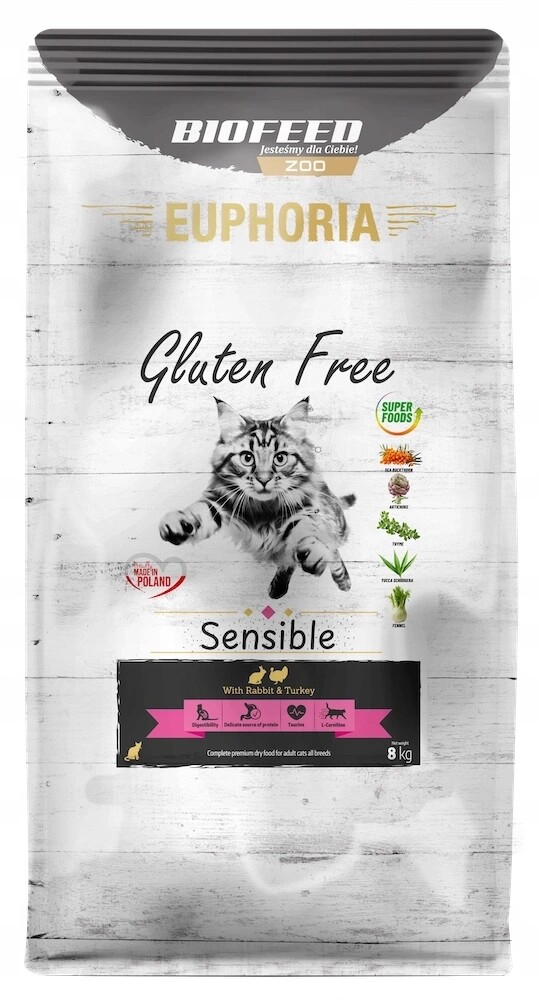 Biofeed Gluten Free Suché krmivo pro kočky lehce stravitelné 8 kg Krůta Králík