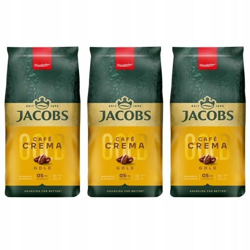 Kawa ziarnista Jacobs Crema Gold 3x 1kg, Intensywność 5/10