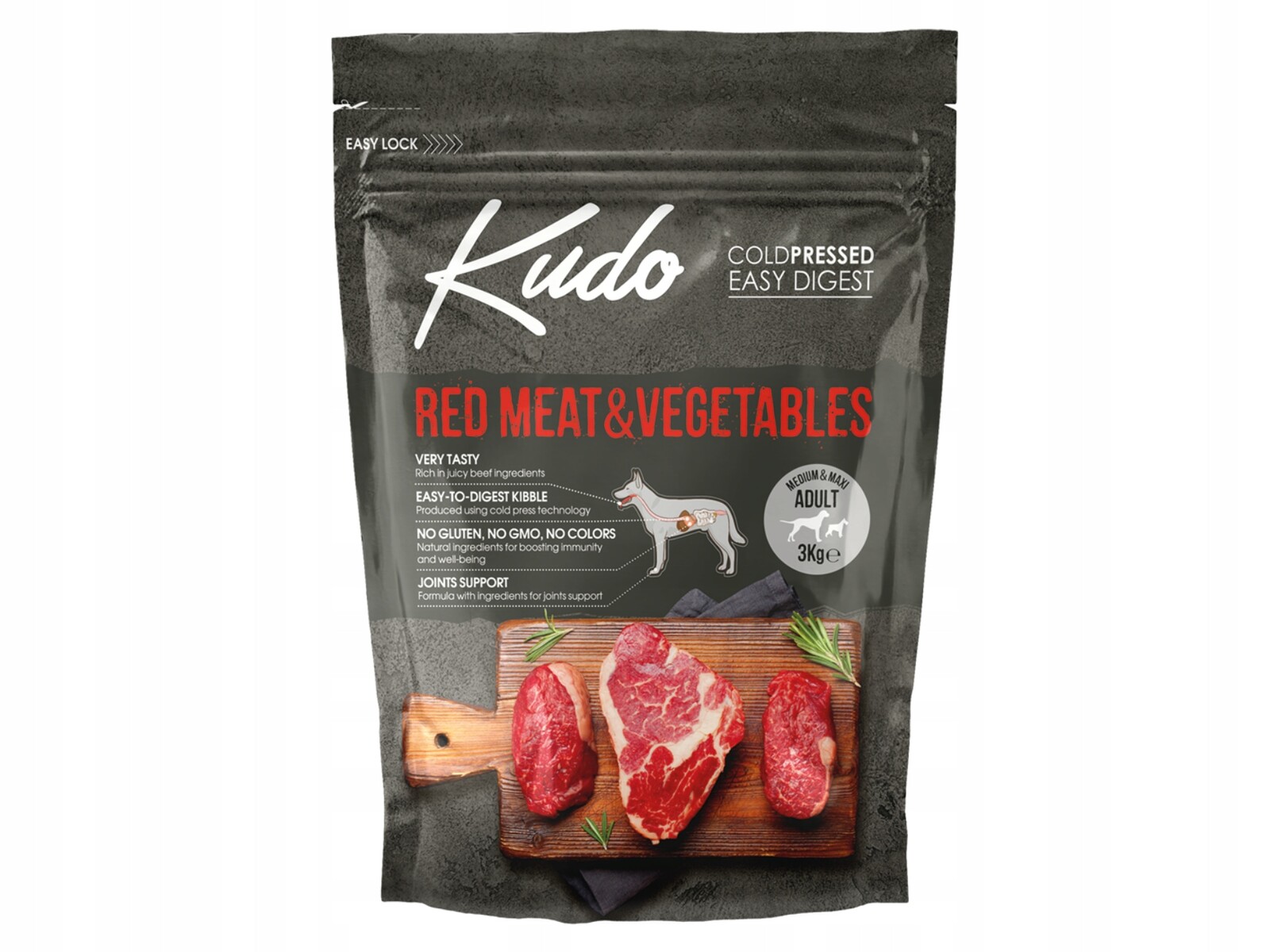 Krmivo Kudo Cold Pressed Červené maso&Zelenina Medium Maxi Adult 3kg