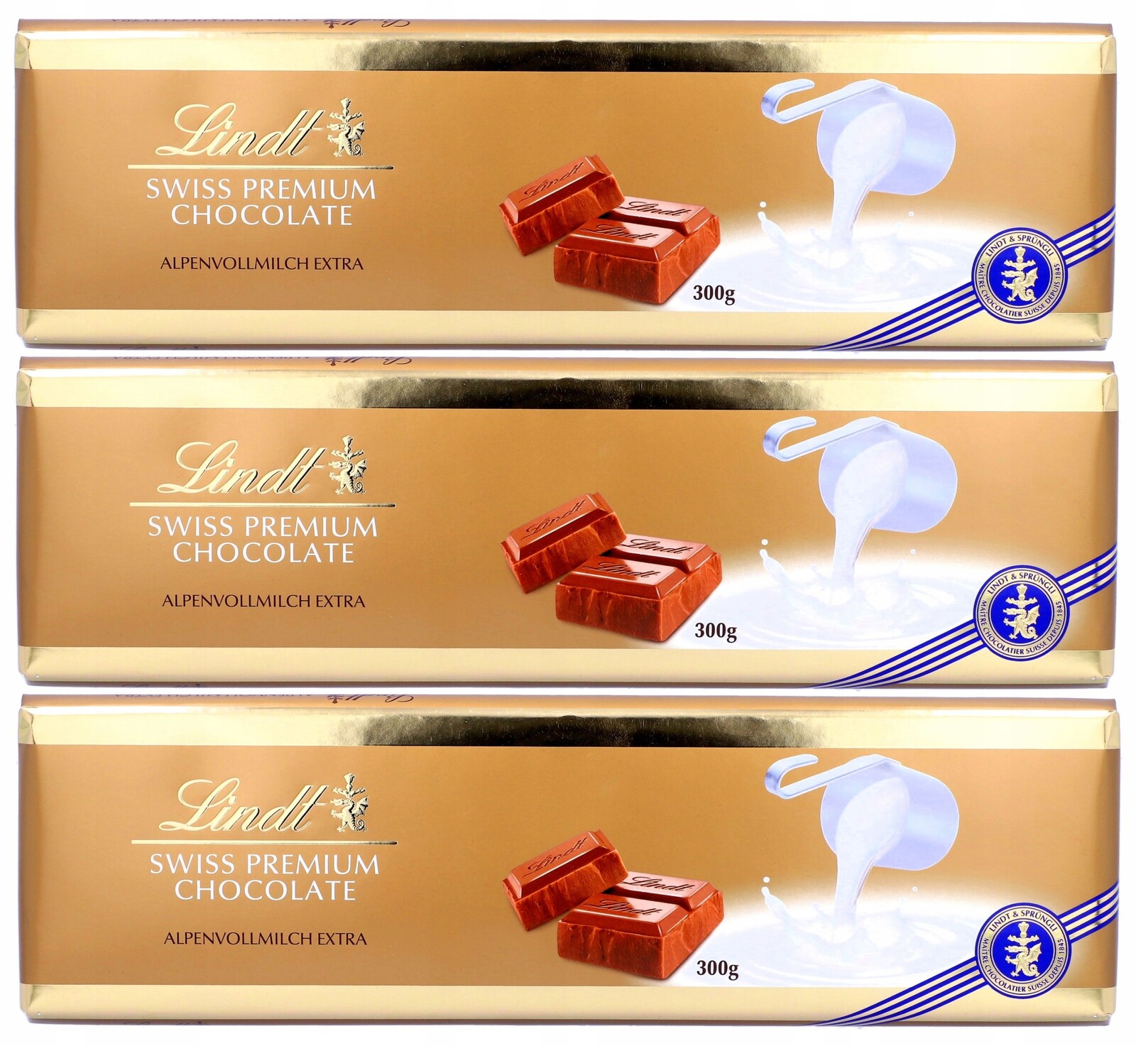 Čokoláda mléčná Lindt Premium Swiss Gold 3 x 300g Alpine Milk Extra