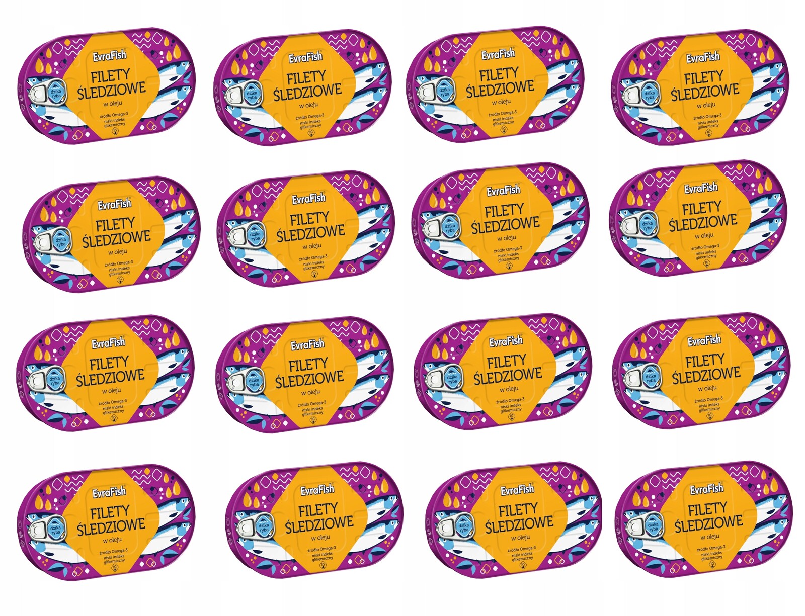 Sleďové filé v oleji 16x 170g Evra Fish Pushka