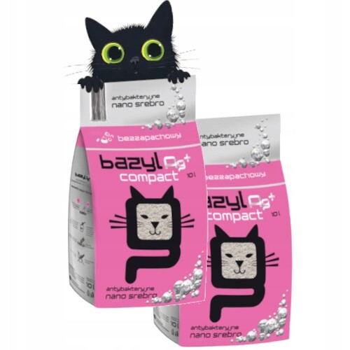 Bazyl Ag+ Compact bentonitové stelivo pro kočky s nano stříbrem 2x10l