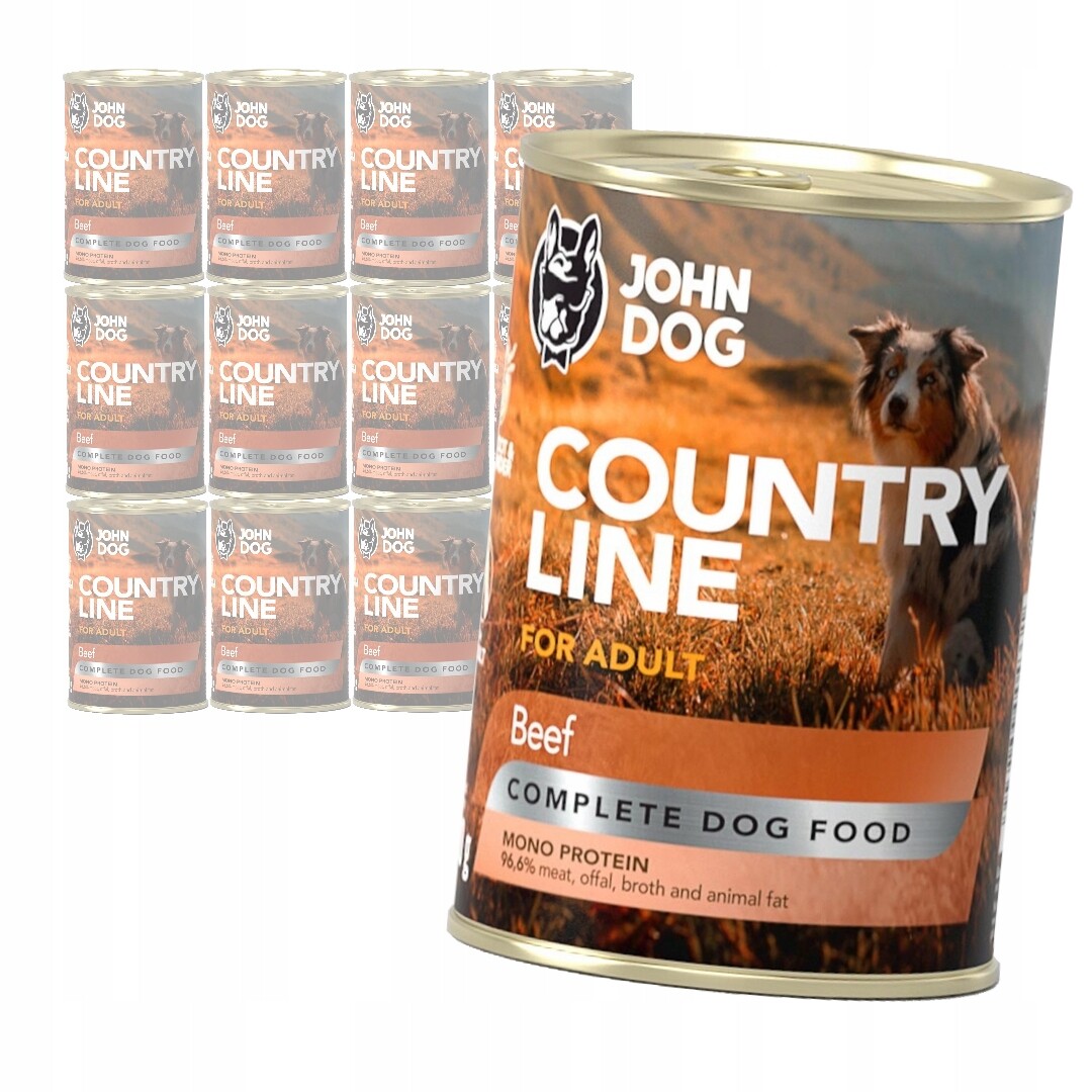 John Dog Country Line Bezobilné Vlhké Krmivo Pro Psy S Hovězím Masem 12x400g