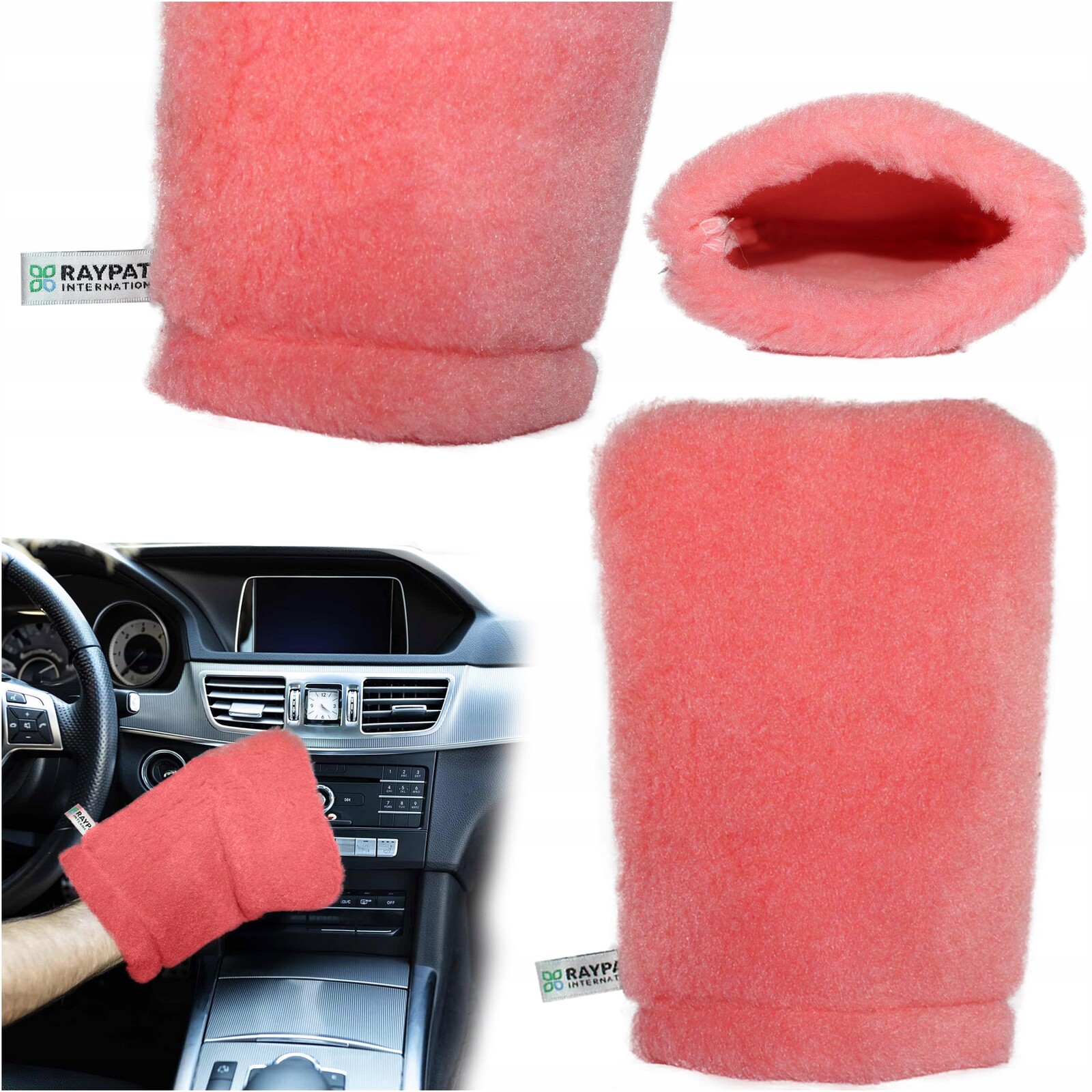 Raypath rukavice Růžová, velikost M 15x22 cm, čistící na suché čištění srsti