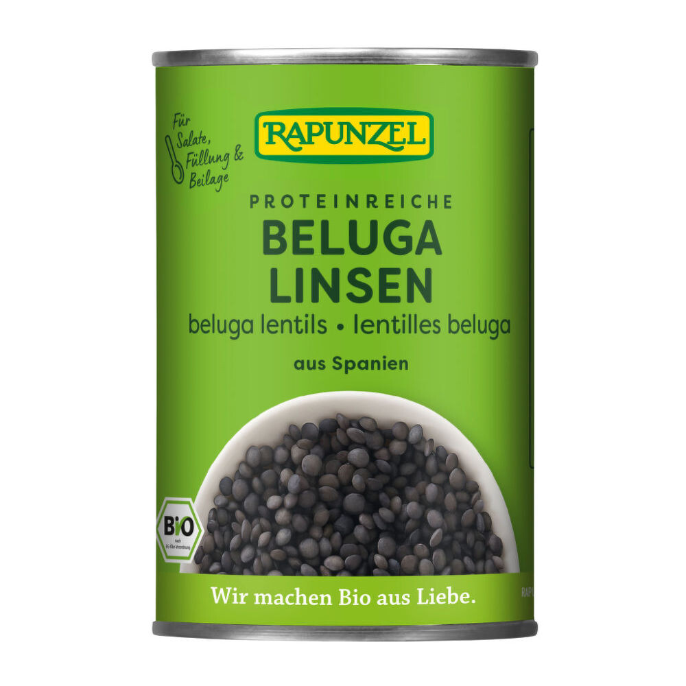 Čočka černá beluga sterilovaná 400 g BIO   RAPUNZEL