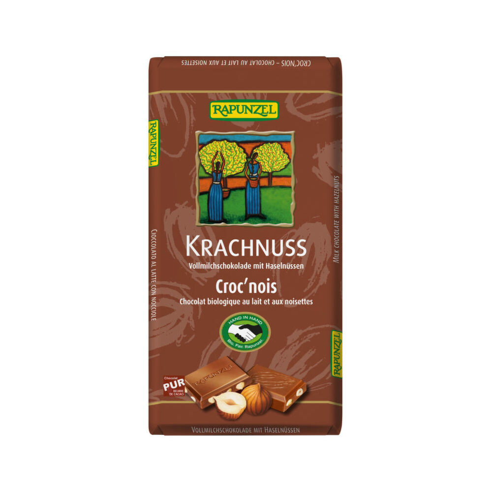 Čokoláda mléčná s celými oříšky 100 g BIO   RAPUNZEL