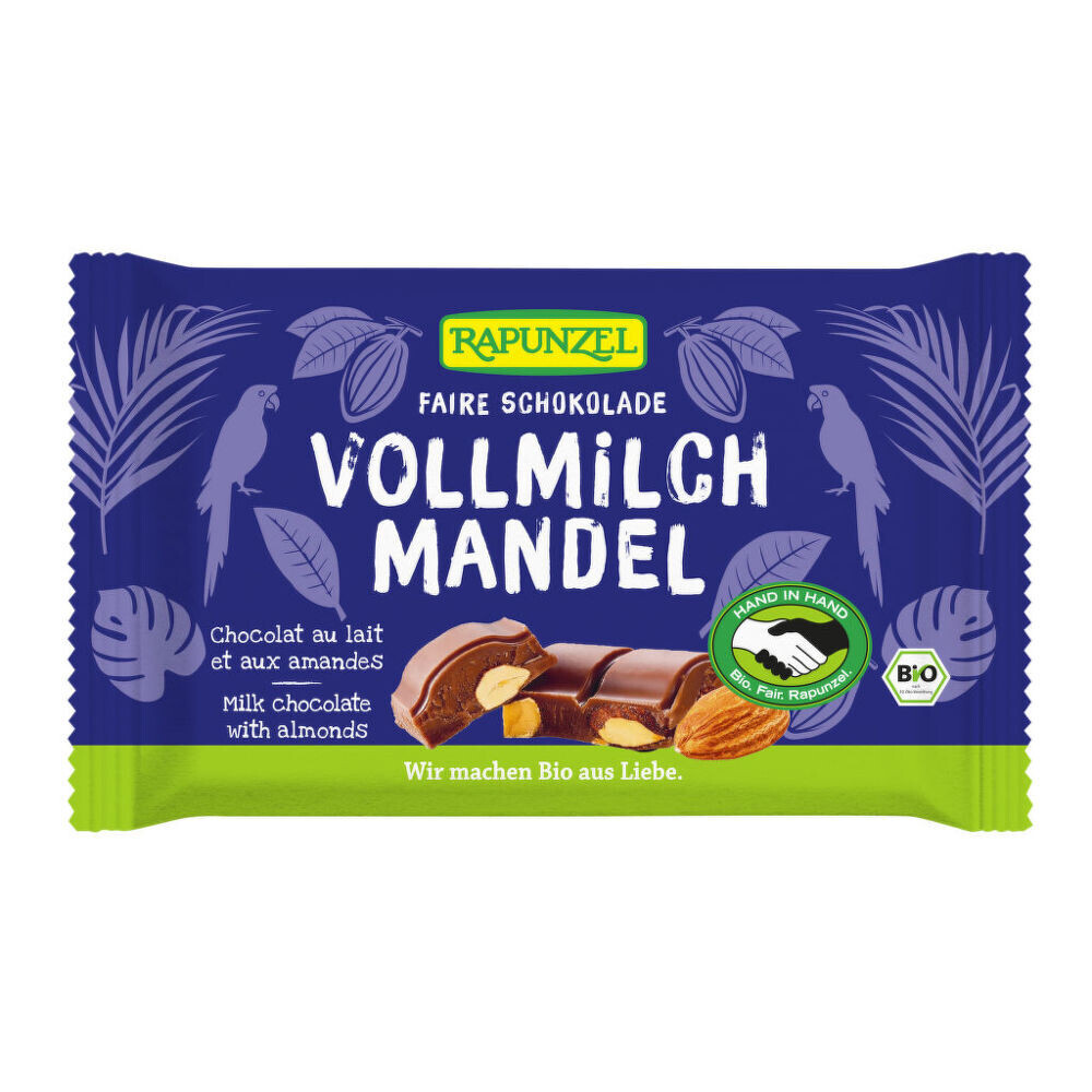 Čokoláda mléčná s mandlemi 100 g BIO RAPUNZEL