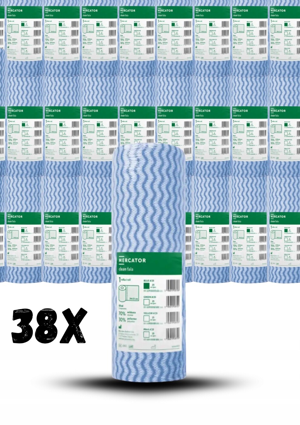 38 x Utěrky Čisticí Utěrka profesionální viskóza polyester clean blue 25 Ks