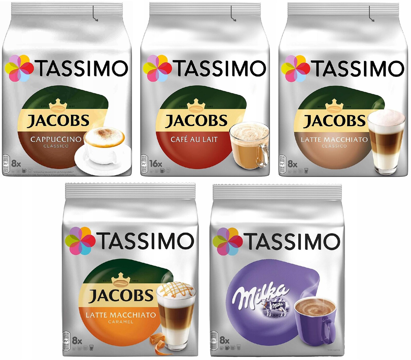 Kapsle Tassimo Jacobs Set Mléčné Kávy 48ks