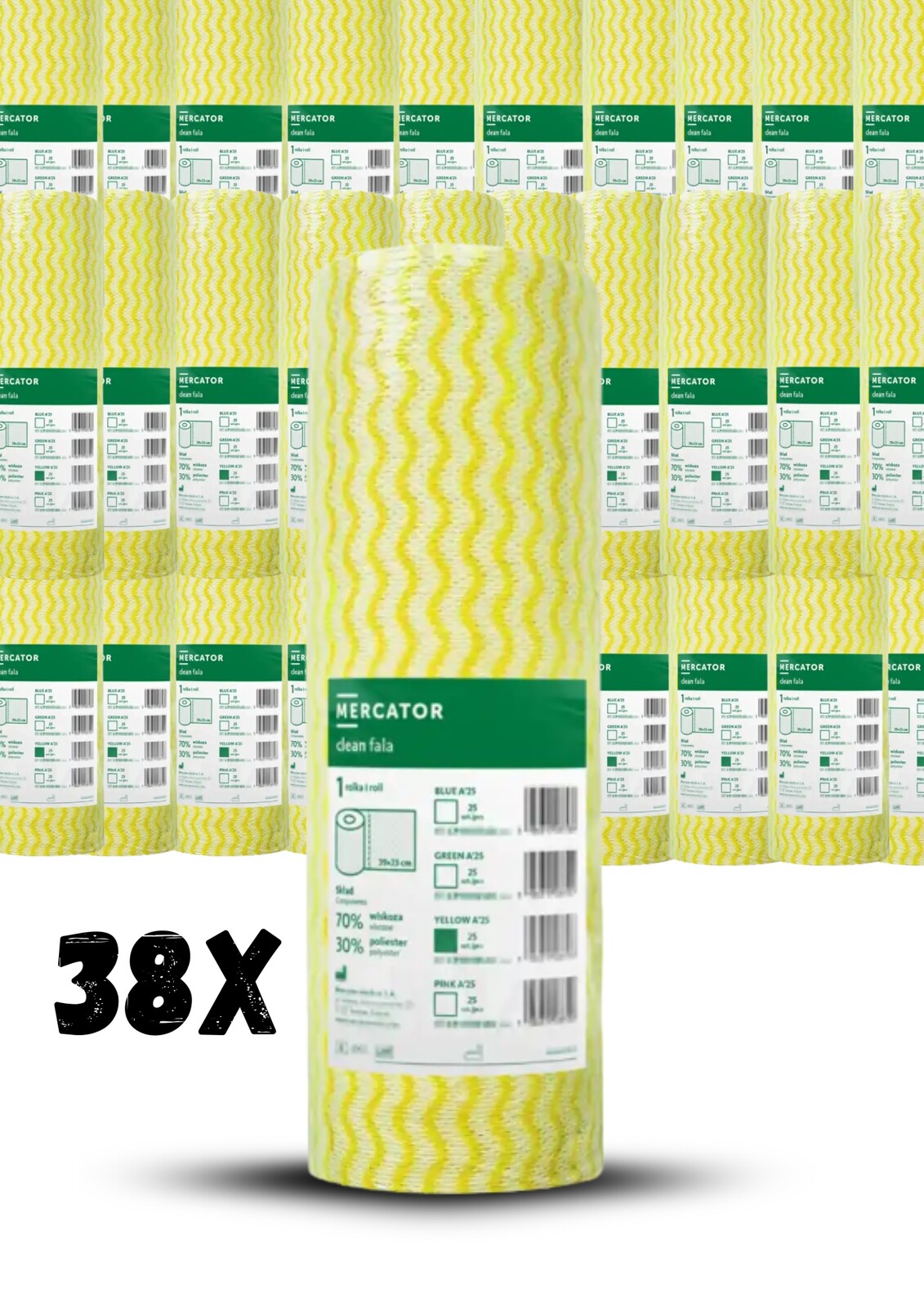 38 x Utěrky Čisticí Utěrka profesionální viskóza polyester clean yellow