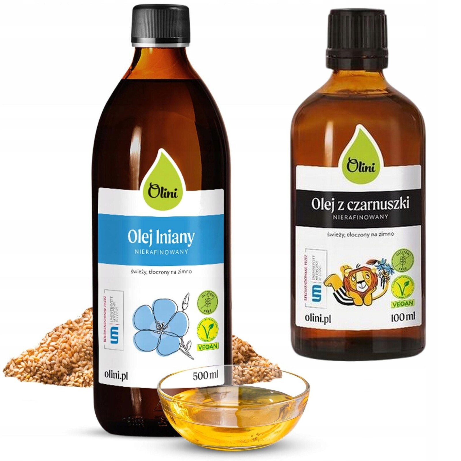 Lněný olej lisovaný za studena Olini Olej z černého kmínu Olini pro děti