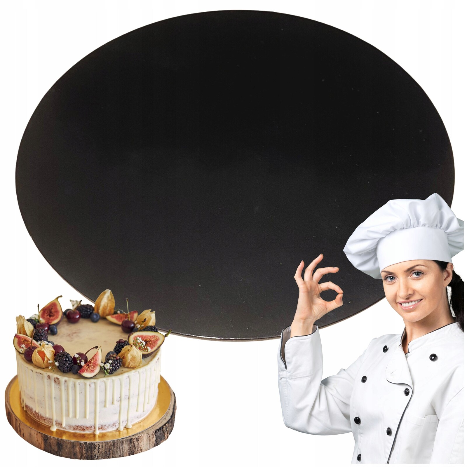 Podklad pod dort těsto monoporce černý 32 cm 820 g 10 kusů kulatý