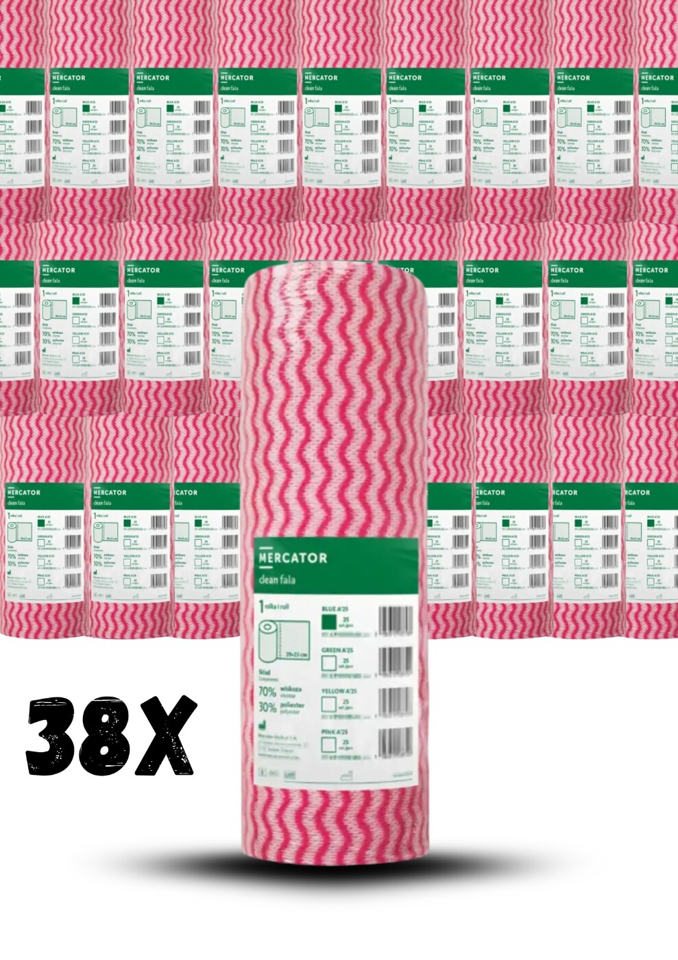 38 x Utěrky Čisticí Utěrka profesionální viskóza polyester clean růžové 25 Ks