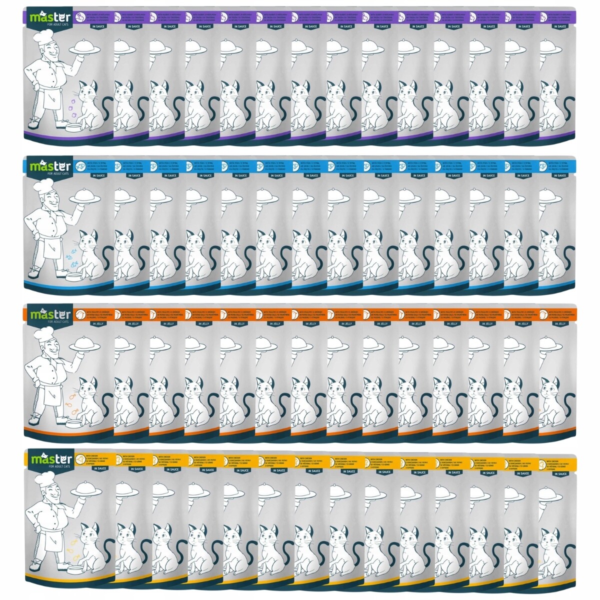 Kapsička vlhké krmivo Mix 4 příchutí 192 x 80 g Master