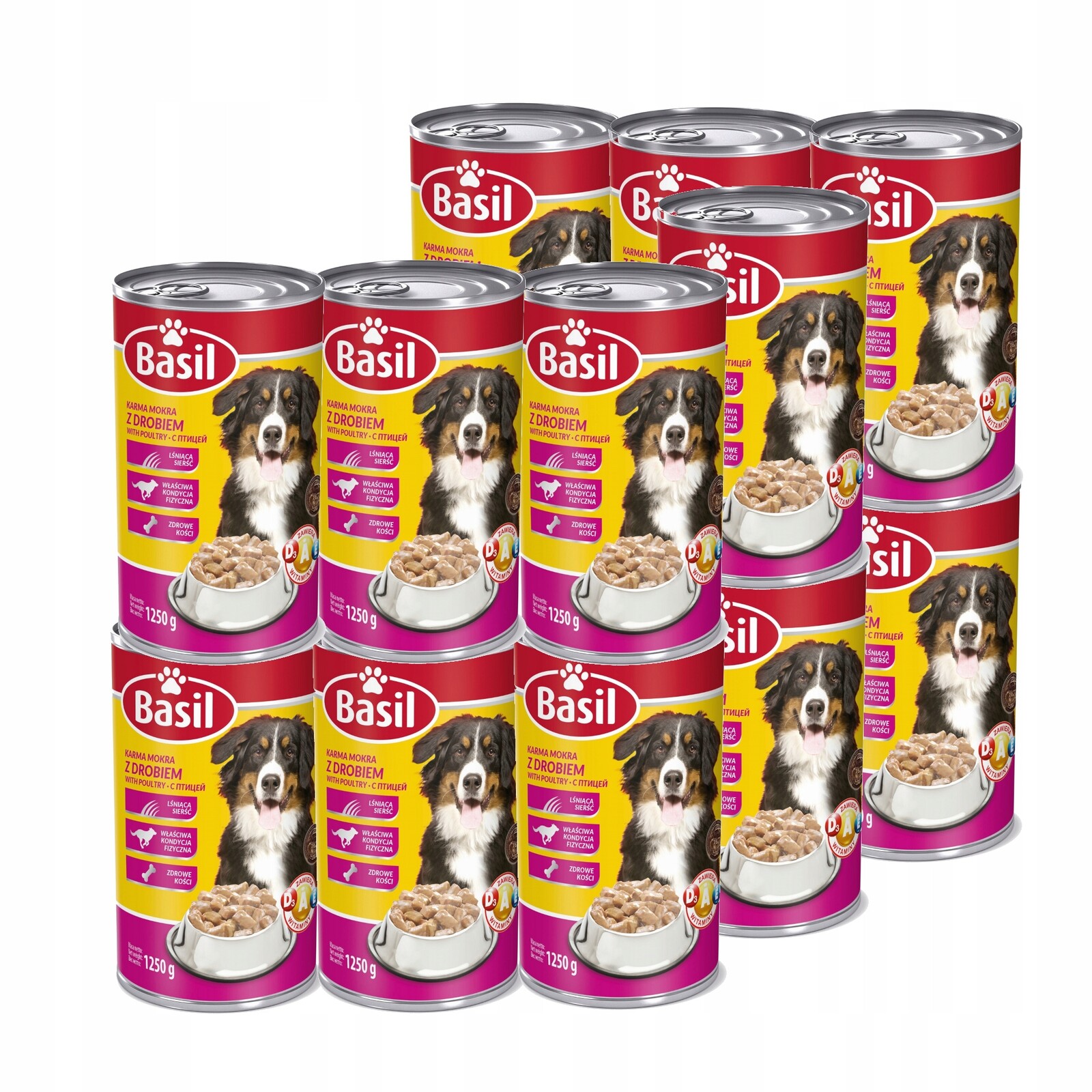 12x Krmivo mokré pro psy Basil s drůbeží konzervou 1250 g