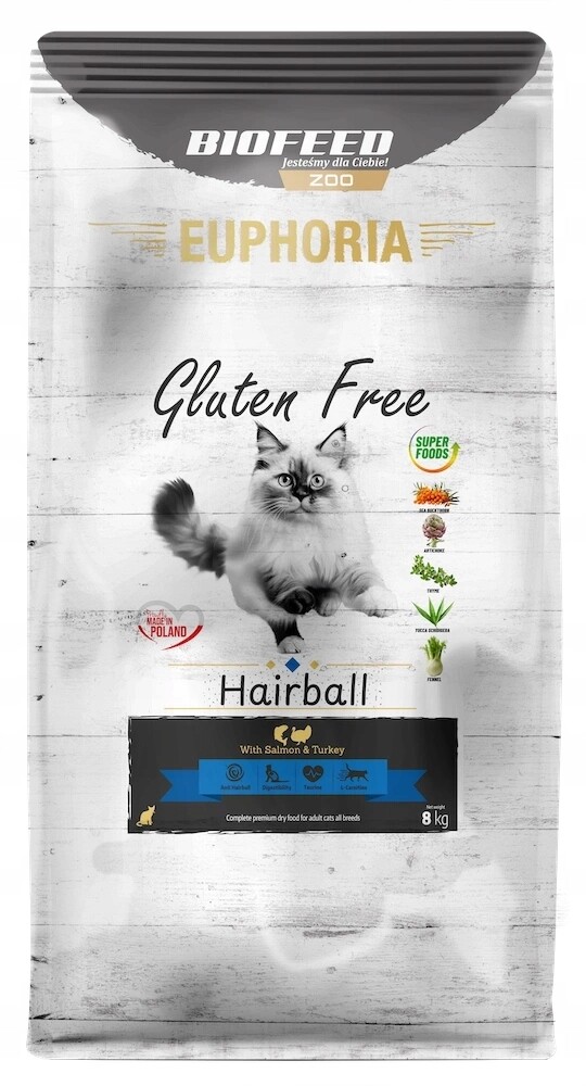 Biofeed Gluten Free Suché krmivo pro kočky odpuzující 8 kg Krůta Losos
